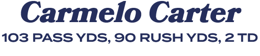 Carmelo Carter 103 PASS YDS, 90 RUSH YDS, 2 TD