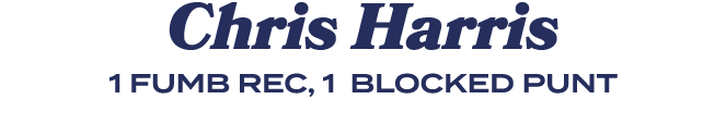Chris Harris 1 FUMB REC, 1 BLOCKED PUNT