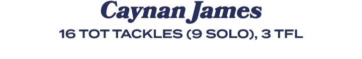 Caynan James 16 TOT TACKLES (9 SOLO), 3 TFL
