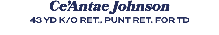 Ce’Antae Johnson 43 YD K/O RET., PUNT RET. FOR TD