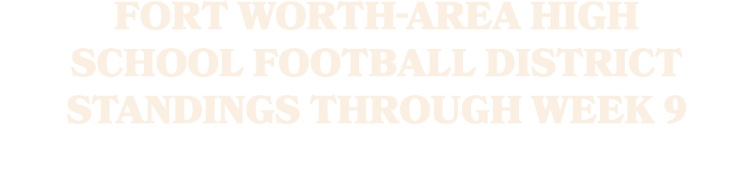 Fort Worth area high school football district standings through Week 9