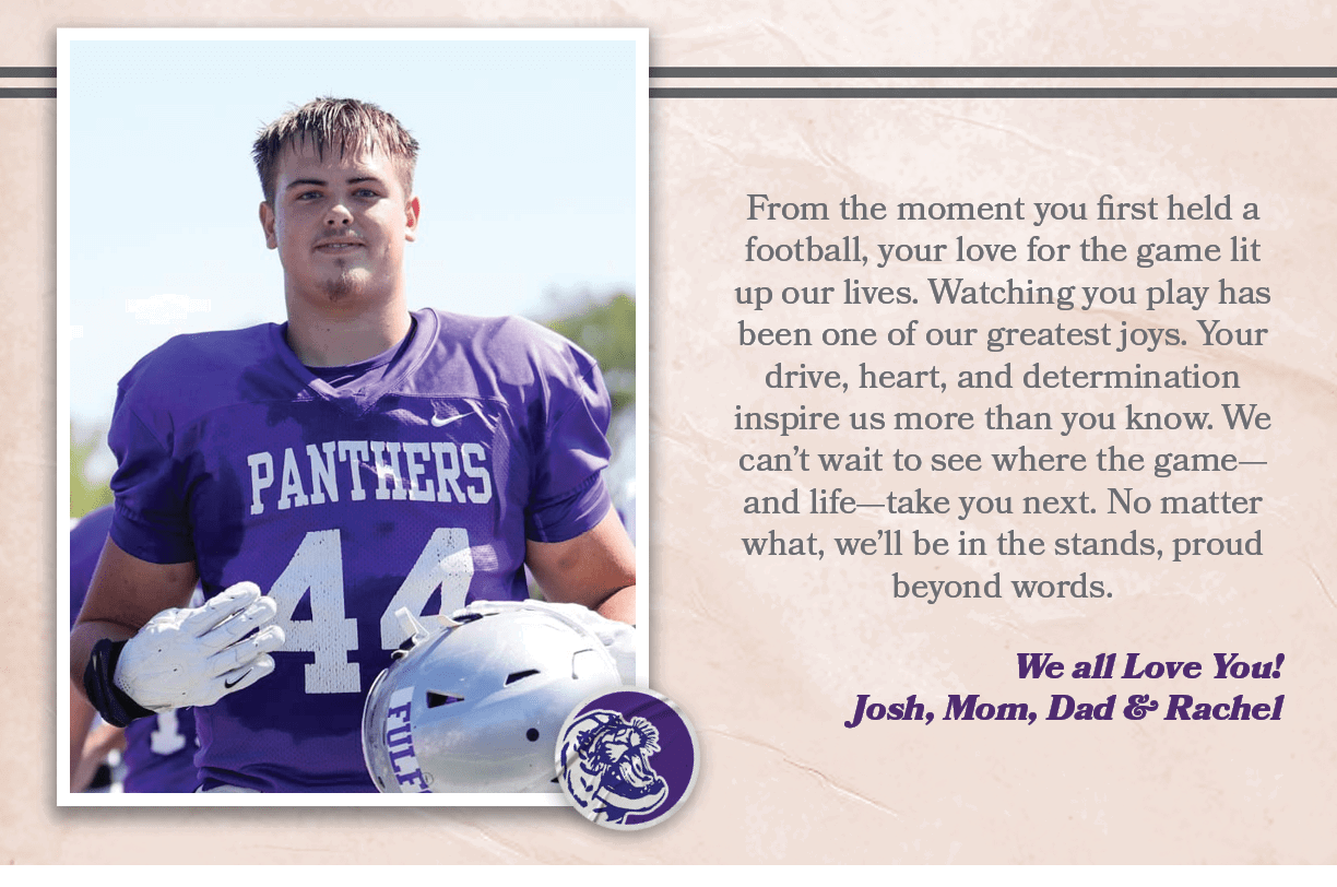  From the moment you first held a football, your love for the game lit up our lives. Watching you play has been one o...