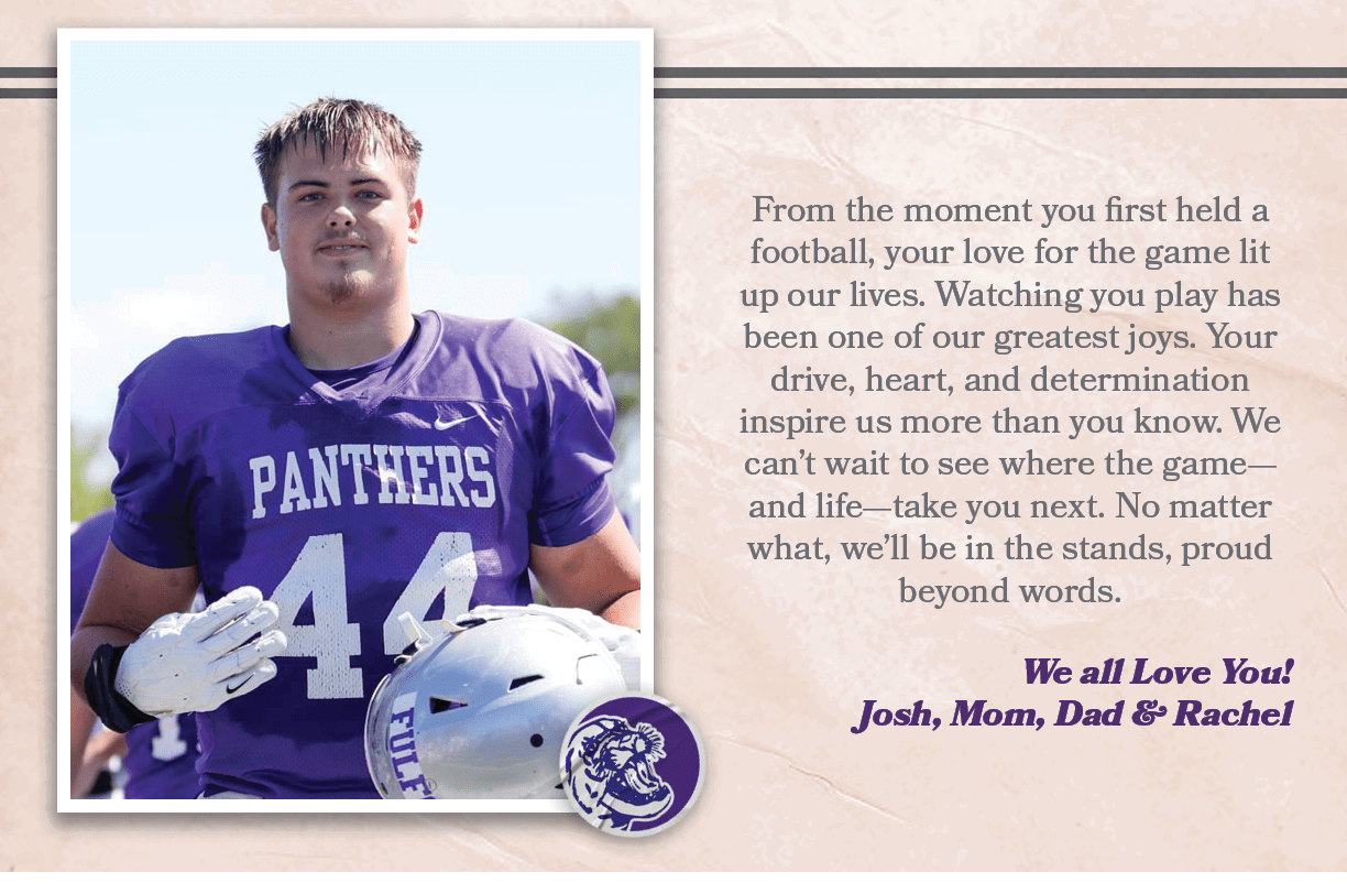  From the moment you first held a football, your love for the game lit up our lives. Watching you play has been one o...