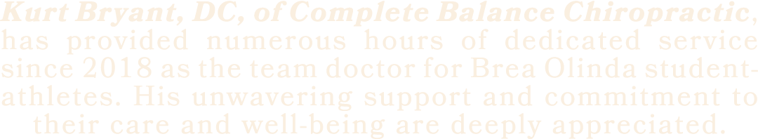 Kurt Bryant, DC, of Complete Balance Chiropractic, has provided numerous hours of dedicated service since 2018 as the...