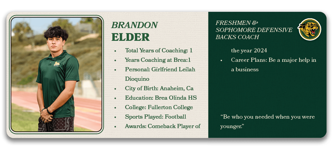 FrESHMEN & SophOMORE Defensive BACKS Coac