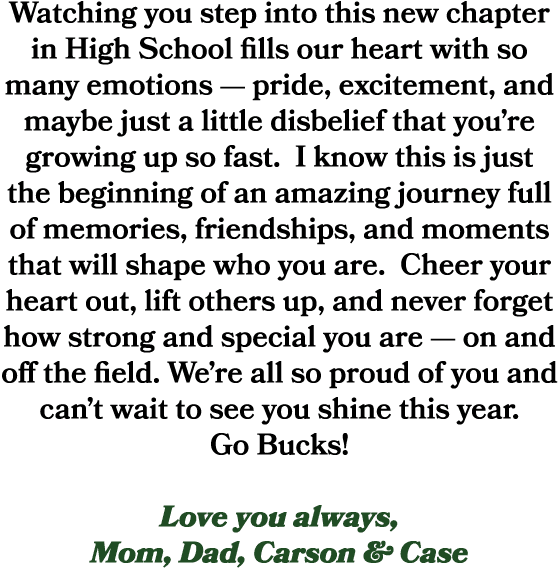 Watching you step into this new chapter in High School fills our heart with so many emotions — pride, excitement, and...