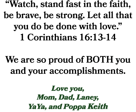 “Watch, stand fast in the faith, be brave, be strong. Let all that you do be done with love.” 1 Corinthians 16:13 14 ...