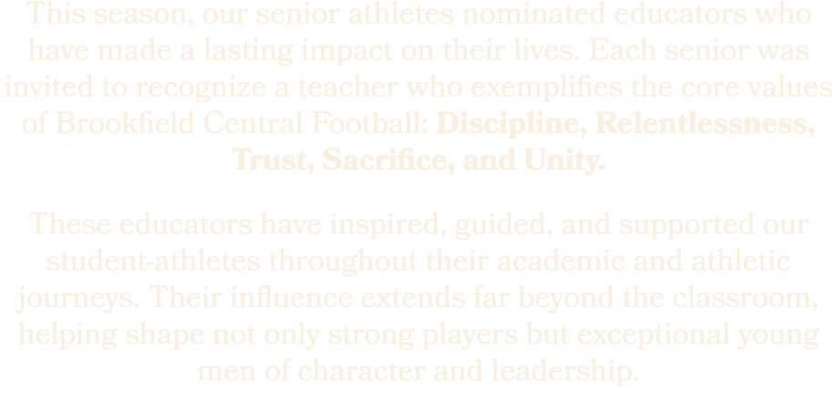 This season, our senior athletes nominated educators who have made a lasting impact on their lives. Each senior was i...