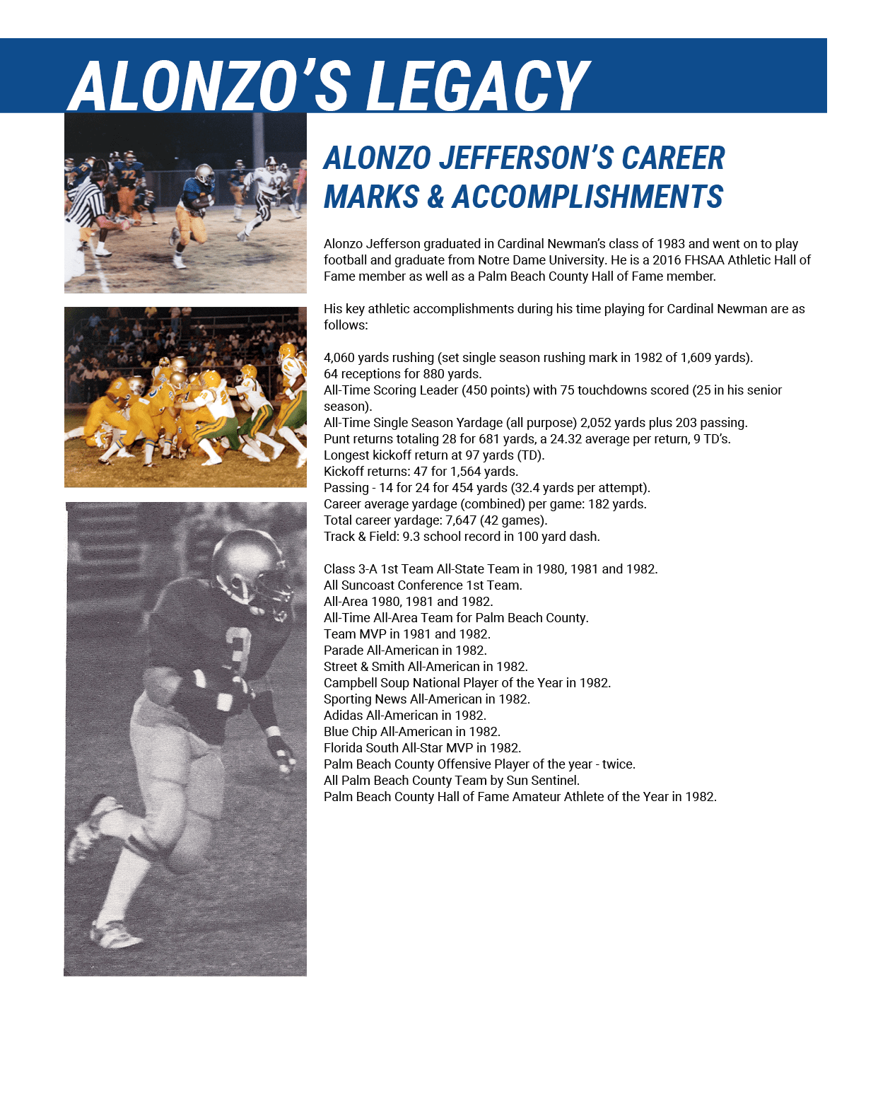 ALONZO JEFFERSON’S CAREER MARKS & ACCOMPLISHMENTS,Alonzo Jefferson graduated in Cardinal Newman’s class of 1983 and w...