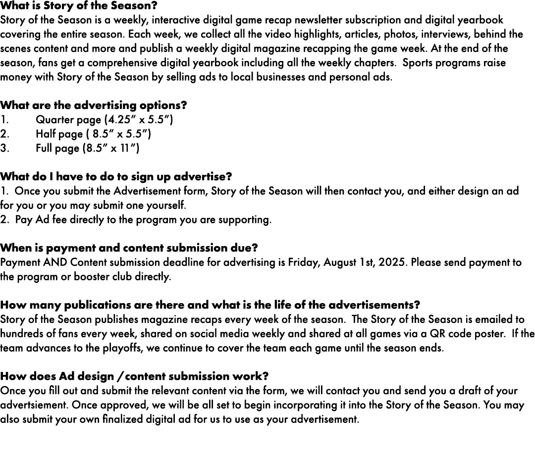 What is Story of the Season? Story of the Season is a weekly, interactive digital game recap newsletter subscription ...