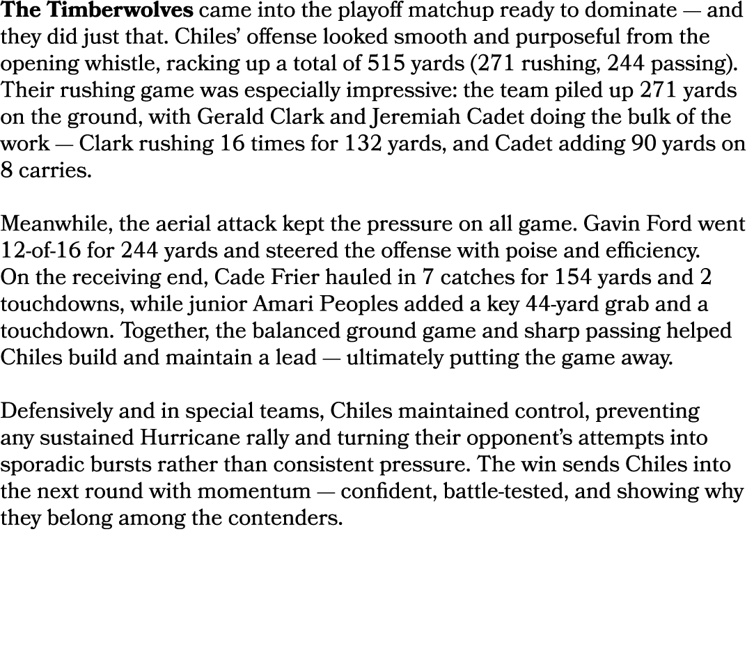 The Timberwolves came into the playoff matchup ready to dominate — and they did just that. Chiles’ offense looked smo...
