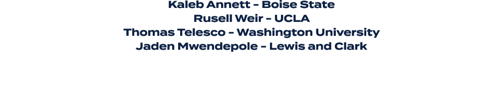 Kaleb Annett Boise State Rusell Weir UCLA Thomas Telesco Washington University Jaden Mwendepole Lewis and Clark