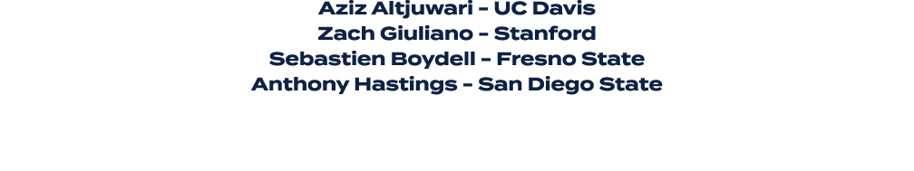 Aziz Altjuwari UC Davis Zach Giuliano Stanford Sebastien Boydell Fresno State Anthony Hastings San Diego State
