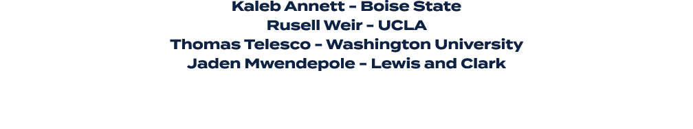 Kaleb Annett Boise State Rusell Weir UCLA Thomas Telesco Washington University Jaden Mwendepole Lewis and Clark