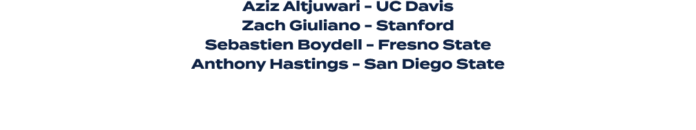 Aziz Altjuwari UC Davis Zach Giuliano Stanford Sebastien Boydell Fresno State Anthony Hastings San Diego State