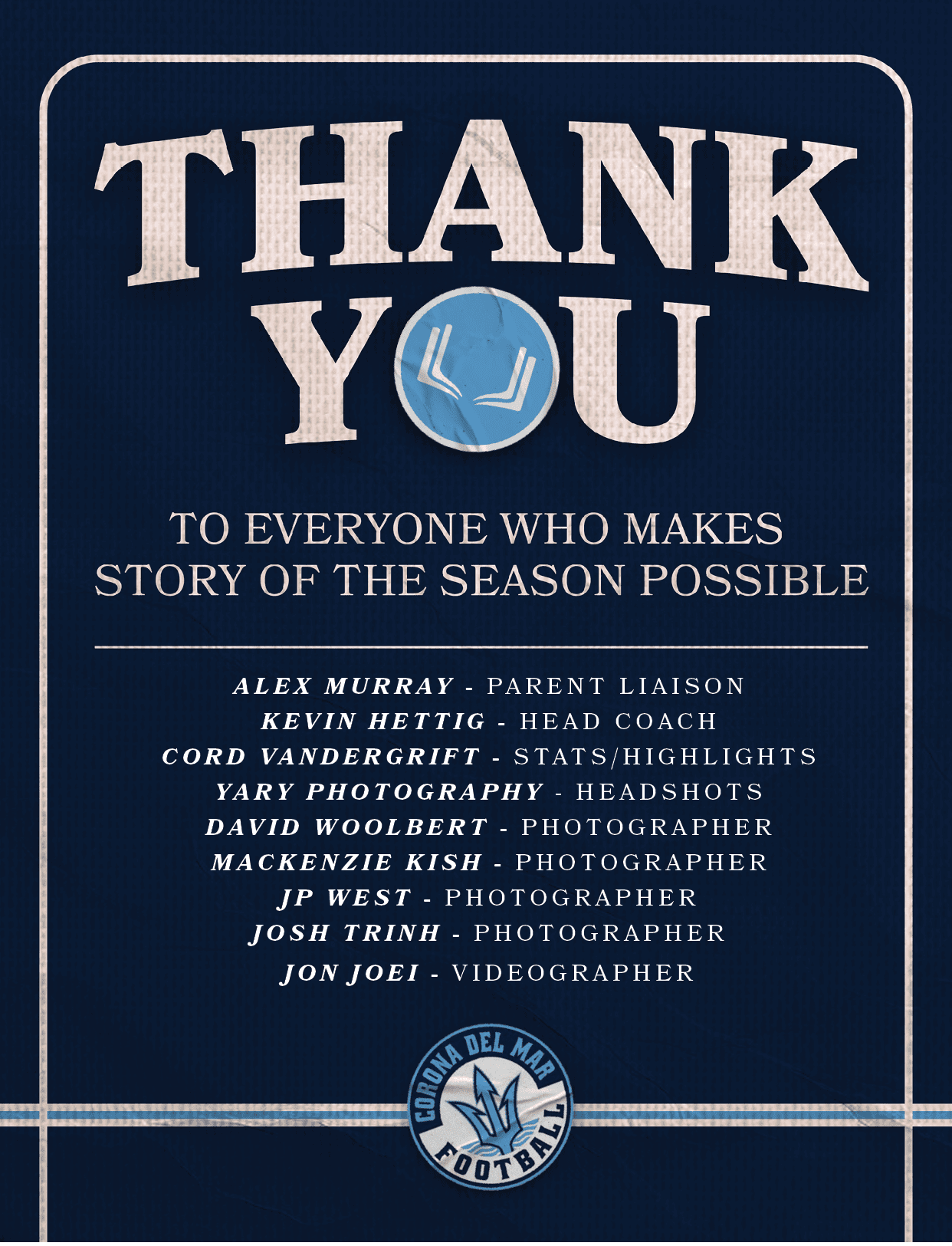 ALEX MURRAY PARENT LIAISON KEVIN HETTIG HEAD COACH Cord Vandergrift STATS/HIGHLIGHTS YARY PHOTOGRAPHY HEADSHOTS David...