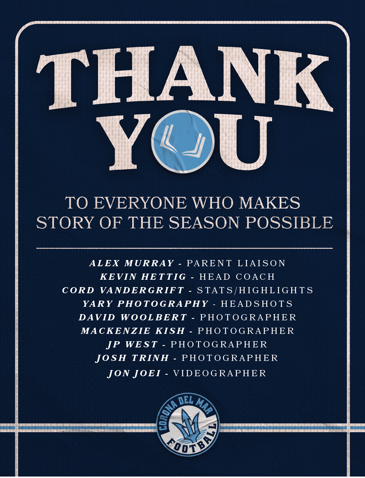 ALEX MURRAY PARENT LIAISON KEVIN HETTIG HEAD COACH Cord Vandergrift STATS/HIGHLIGHTS YARY PHOTOGRAPHY HEADSHOTS David...