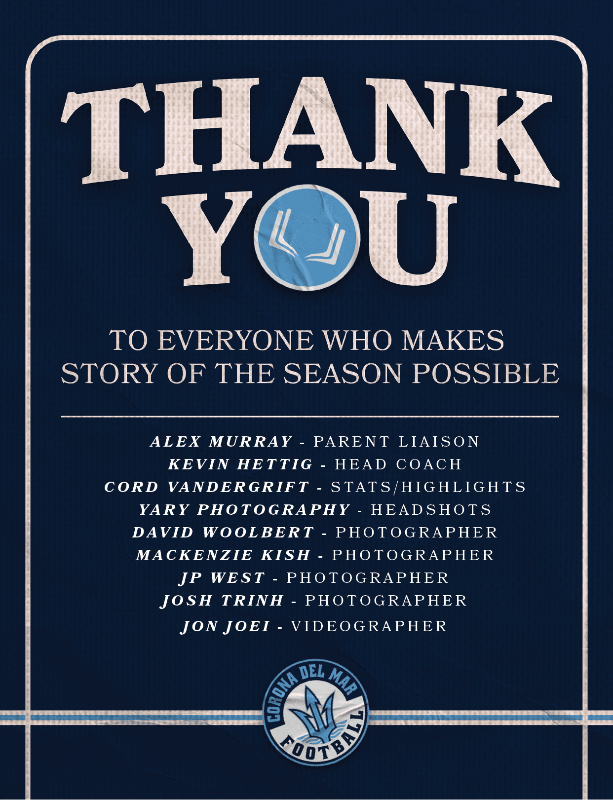 ALEX MURRAY PARENT LIAISON KEVIN HETTIG HEAD COACH Cord Vandergrift STATS/HIGHLIGHTS YARY PHOTOGRAPHY HEADSHOTS David...
