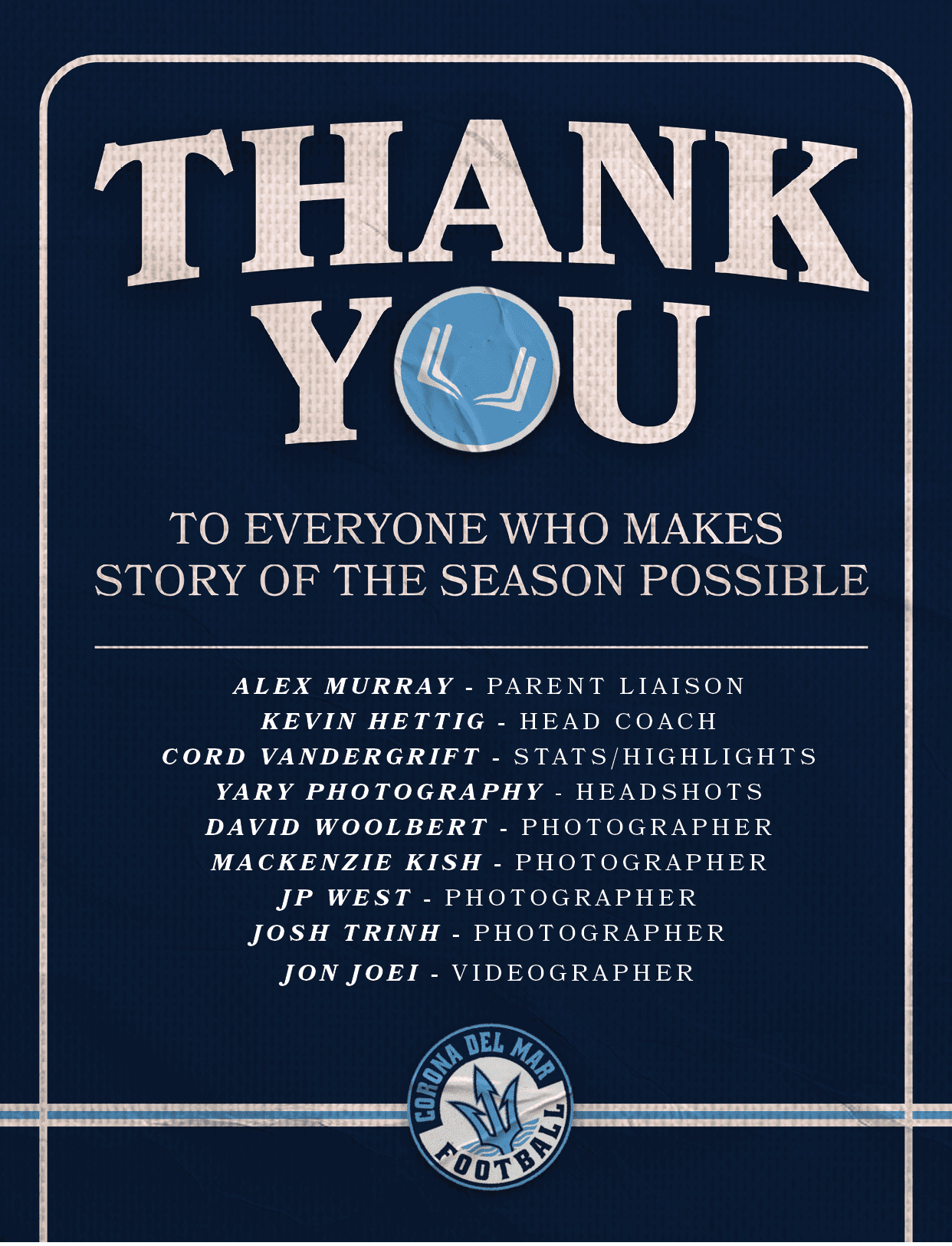 ALEX MURRAY PARENT LIAISON KEVIN HETTIG HEAD COACH Cord Vandergrift STATS/HIGHLIGHTS YARY PHOTOGRAPHY HEADSHOTS David...