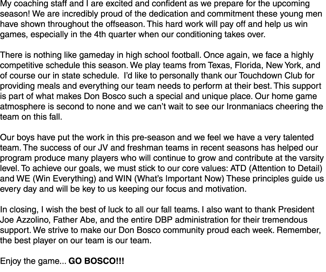 My coaching staff and I are excited and confident as we prepare for the upcoming season! We are incredibly proud of t...