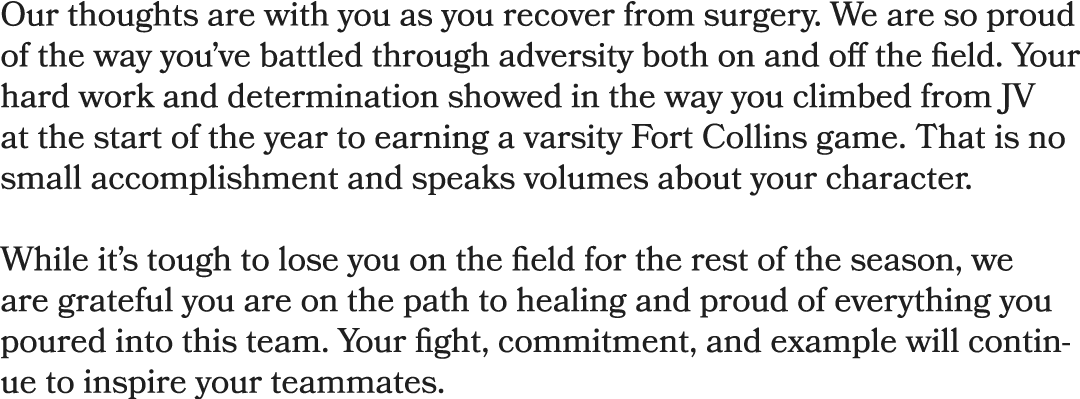 Our thoughts are with you as you recover from surgery. We are so proud of the way you’ve battled through adversity bo...