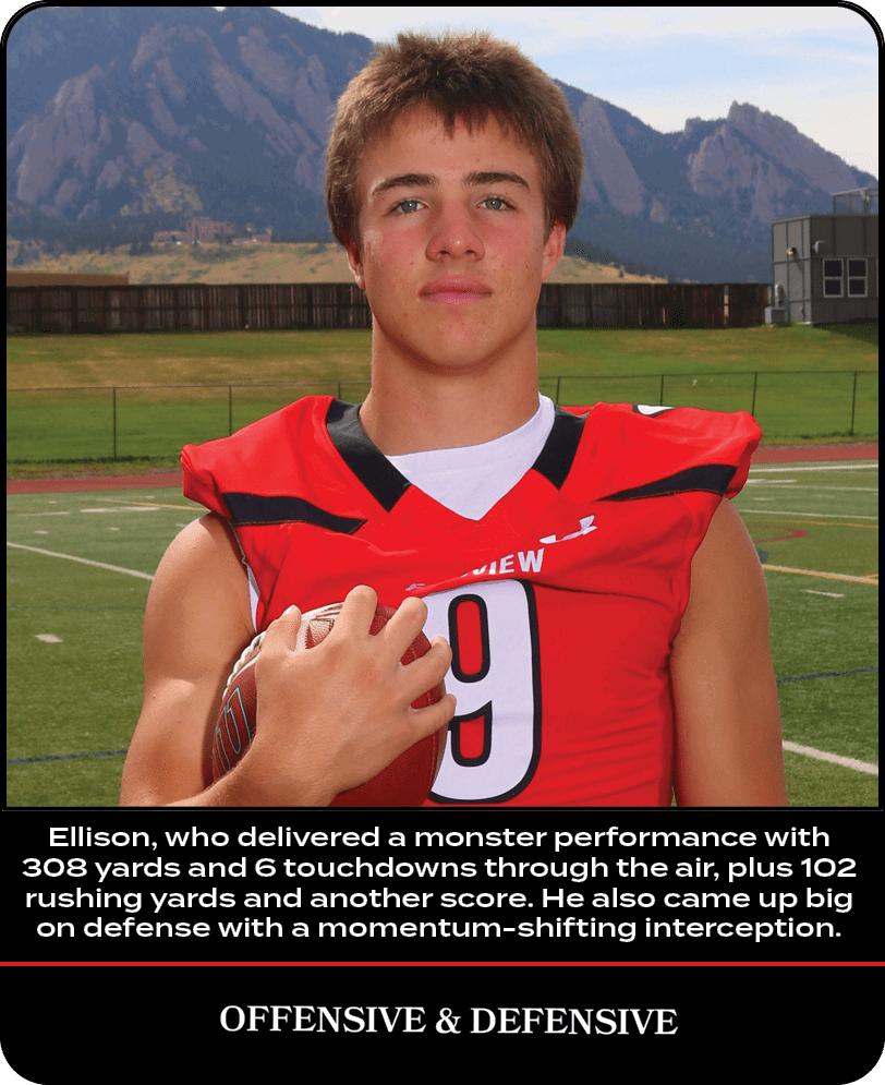 Ellison, who delivered a monster performance with 308 yards and 6 touchdowns through the air, plus 102 rushing yards ...
