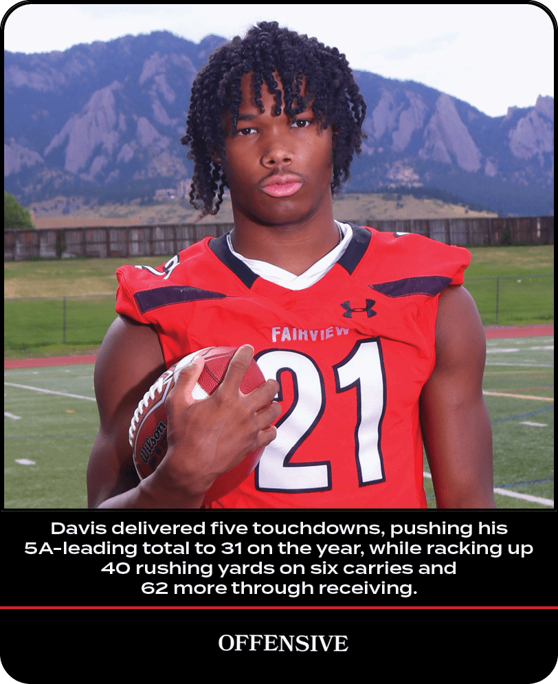 Davis delivered five touchdowns, pushing his 5A leading total to 31 on the year, while racking up 40 rushing yards on...