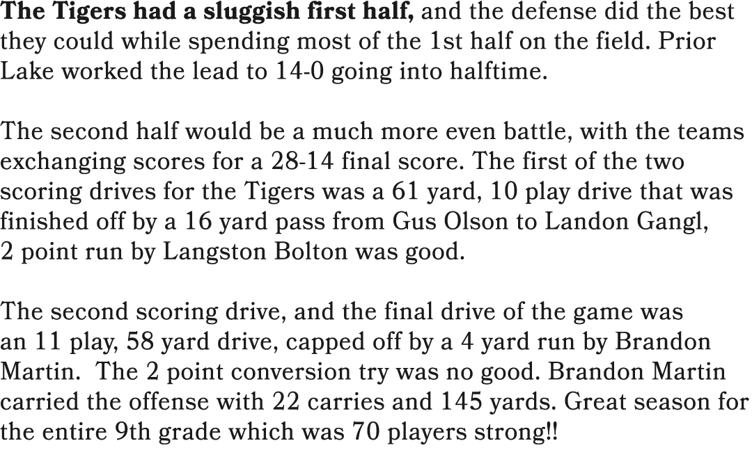 The Tigers had a sluggish first half, and the defense did the best they could while spending most of the 1st half on ...
