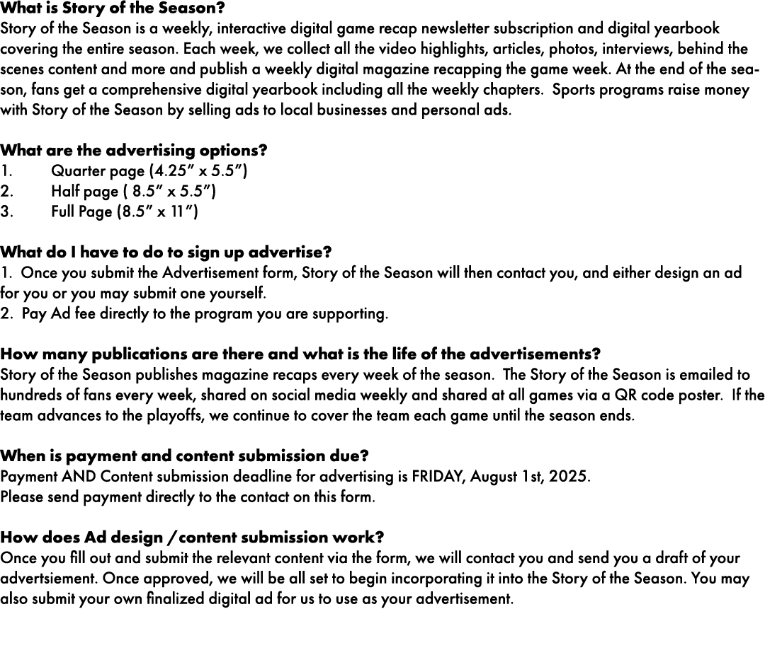 What is Story of the Season? Story of the Season is a weekly, interactive digital game recap newsletter subscription ...