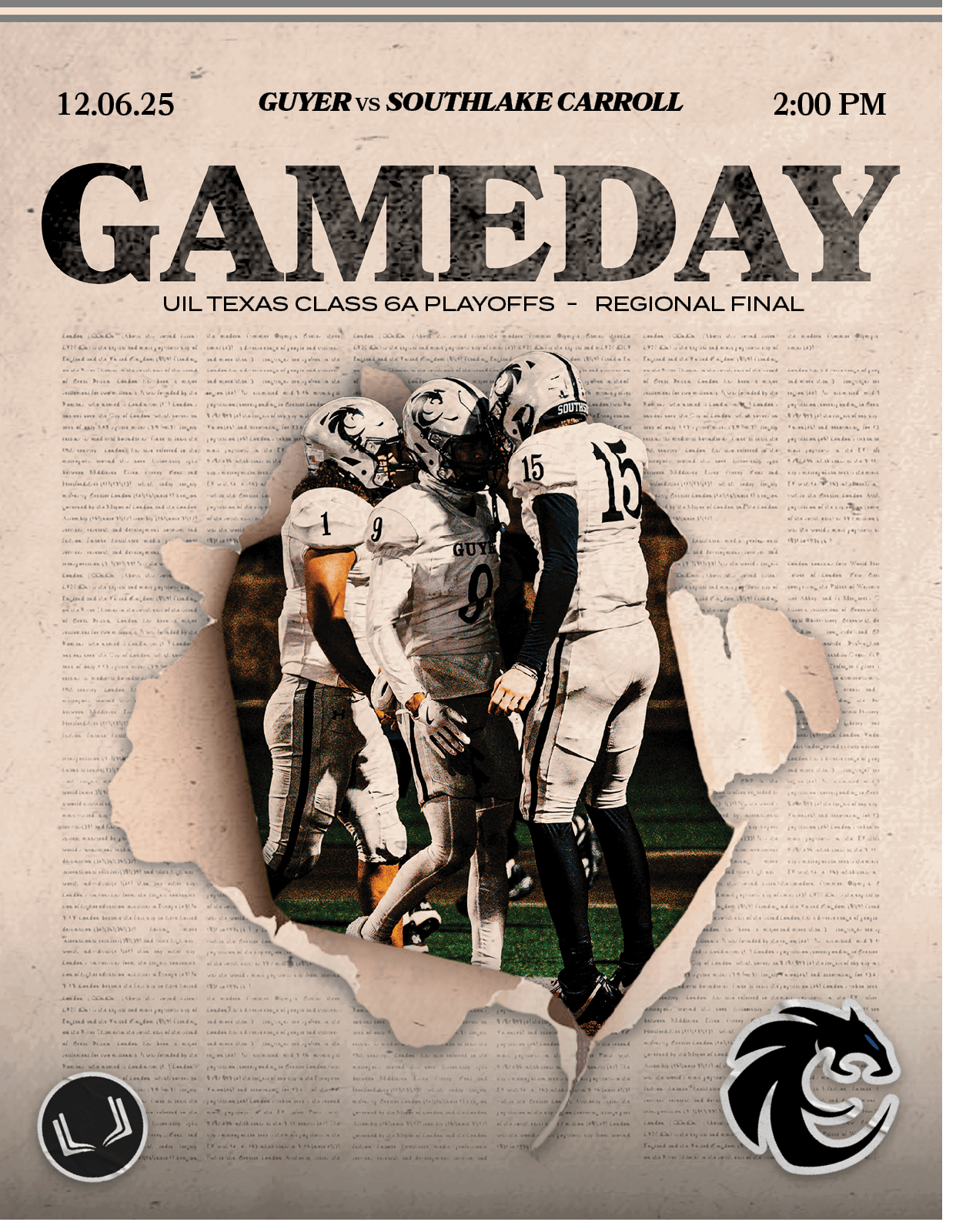 UIL Texas CLASS 6a PLAYOFFS Regional final,2:00 PM,12.06.25,GUYER vs Southlake Carrol