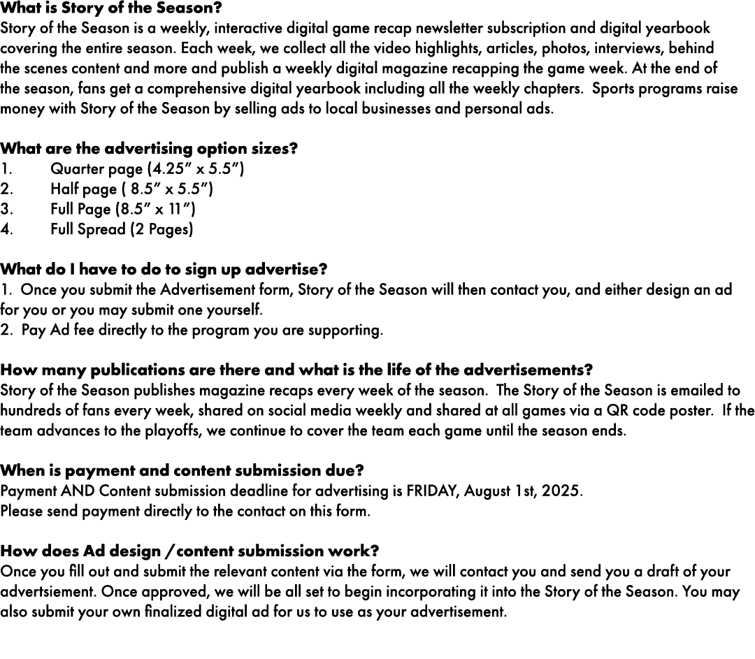 What is Story of the Season? Story of the Season is a weekly, interactive digital game recap newsletter subscription ...