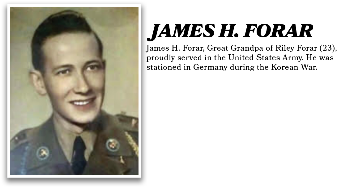 James H. Forar, Great Grandpa of Riley Forar (23), proudly served in the United States Army. He was stationed in Germ...