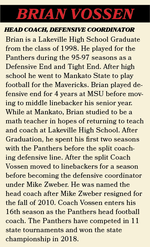 BRIAN VOSSEN,Brian is a Lakeville High School Graduate from the class of 1998. He played for the Panthers during the ...