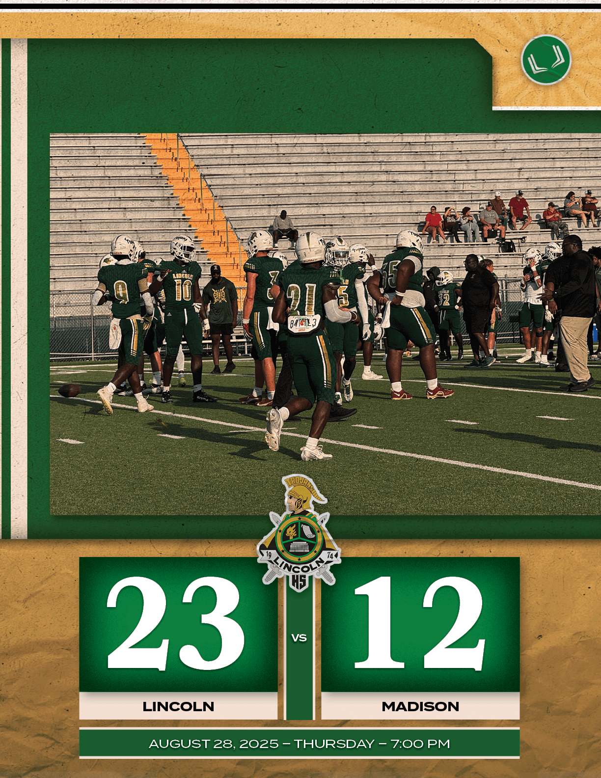 12,23,VS,MADISON,LINCOLN,AUGUST 28, 2025 – THURSDAY – 7:00 P