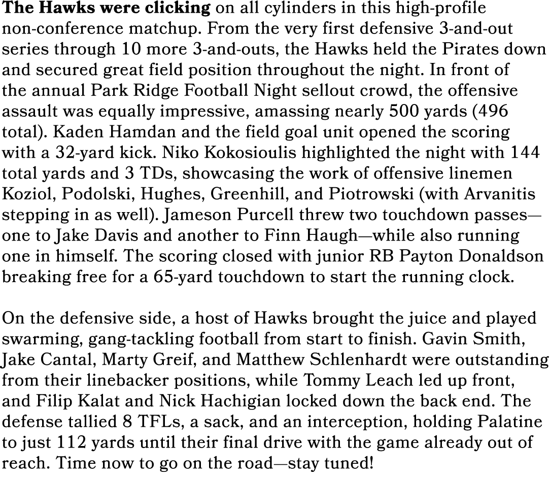 The Hawks were clicking on all cylinders in this high profile non conference matchup. From the very first defensive 3...