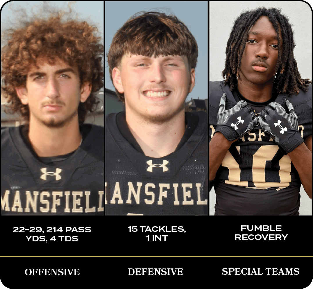Fumble recovery ,15 tackles, 1 INT ,22 29, 214 PASS YDS, 4 TDs ,SPECIAL TEAMS,DEFENSIVE,OFFENSIV