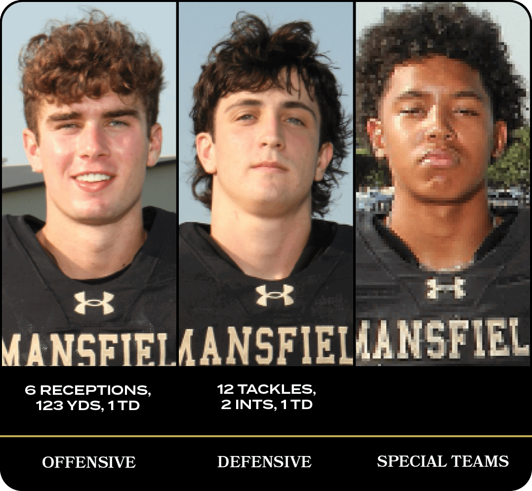12 tackles, 2 Ints, 1 TD,6 receptions, 123 yds, 1 TD,SPECIAL TEAMS,DEFENSIVE,OFFENSIV