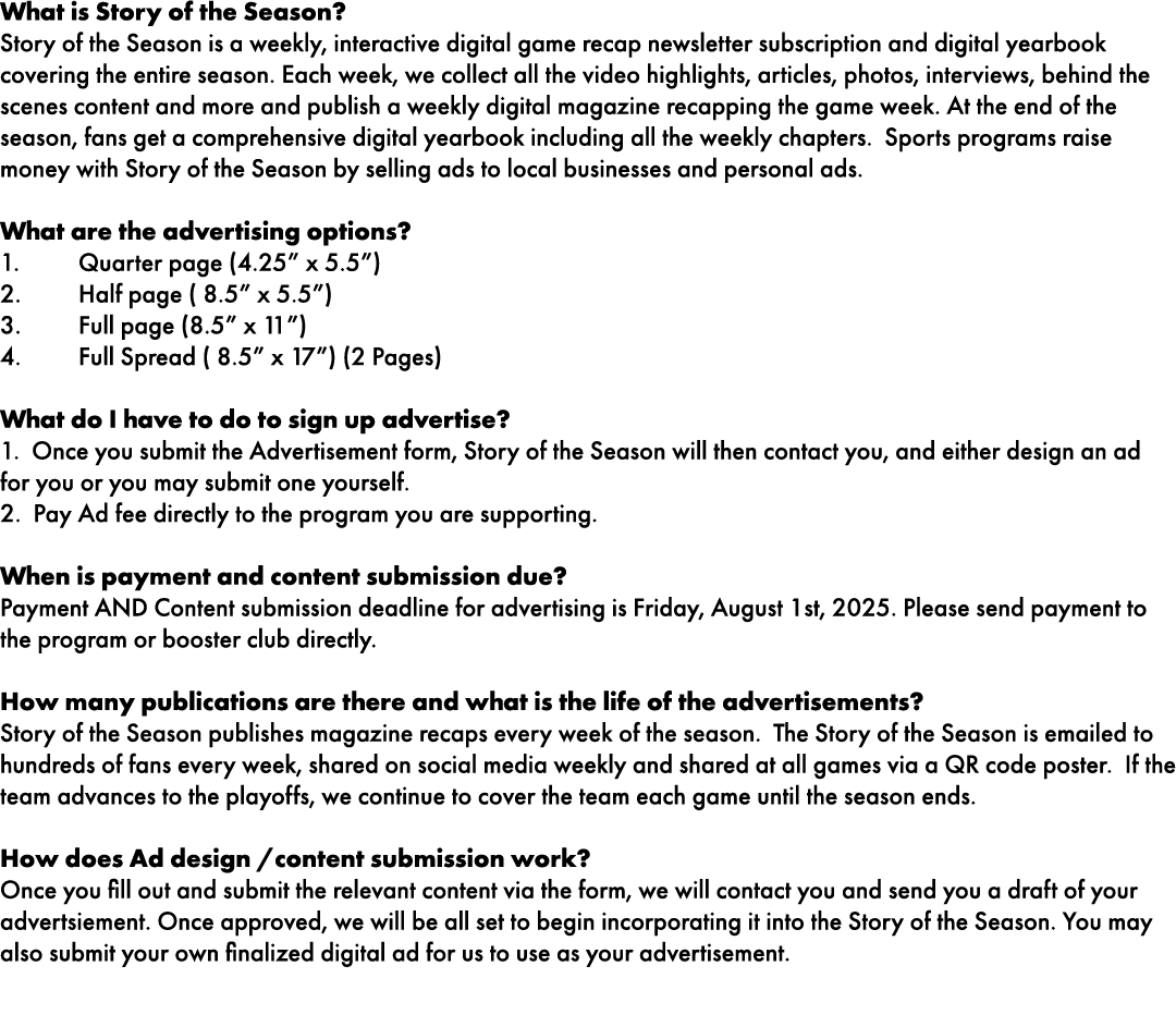 What is Story of the Season? Story of the Season is a weekly, interactive digital game recap newsletter subscription ...