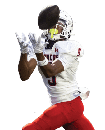 McKinney Boyd's Brandon Dixon (5) makes a catch for a touchdown against North Garland on Friday, August 29, 2025 at Lovejoy High School. (Photo by Kevin Bartram/buzzphotos.com)