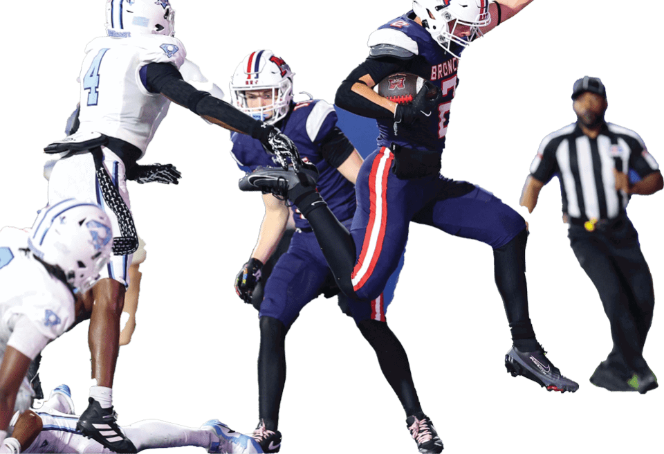 McKinney Boyd's Timothy Karsholt (2) scores a touchdown against Wylie East on Friday, September 5, 2025 at McKInney ISD Stadium. The game started more than two hours late due to weather then was ended at halftime with Wylie East leading 28-24 because of approaching weather. (Photo by Kevin Bartram/buzzphotos.com)