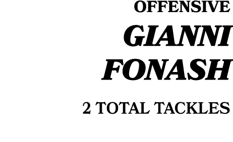 Offensive Gianni Fonash 2 TOTAL TACKLES