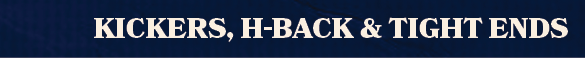 kickers, h back & tight end