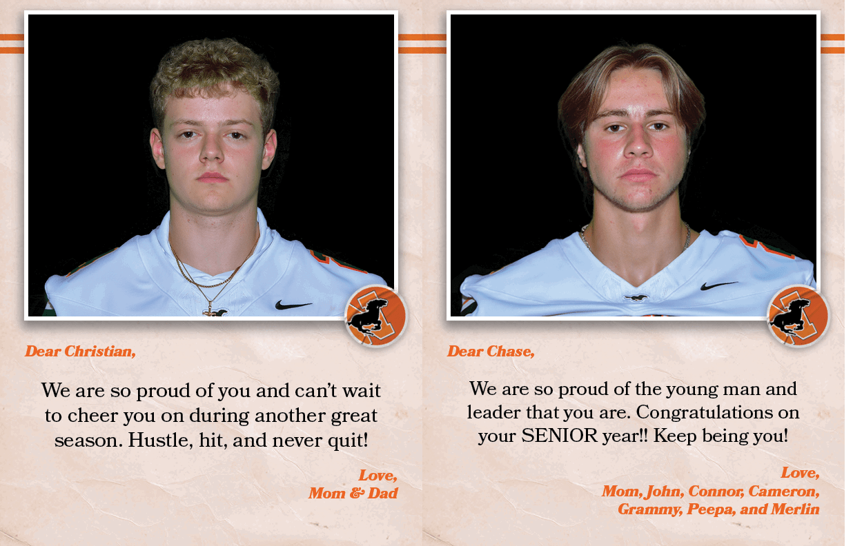 Dear Chase, We are so proud of the young man and leader that you are. Congratulations on your SENIOR year!! Keep bein...