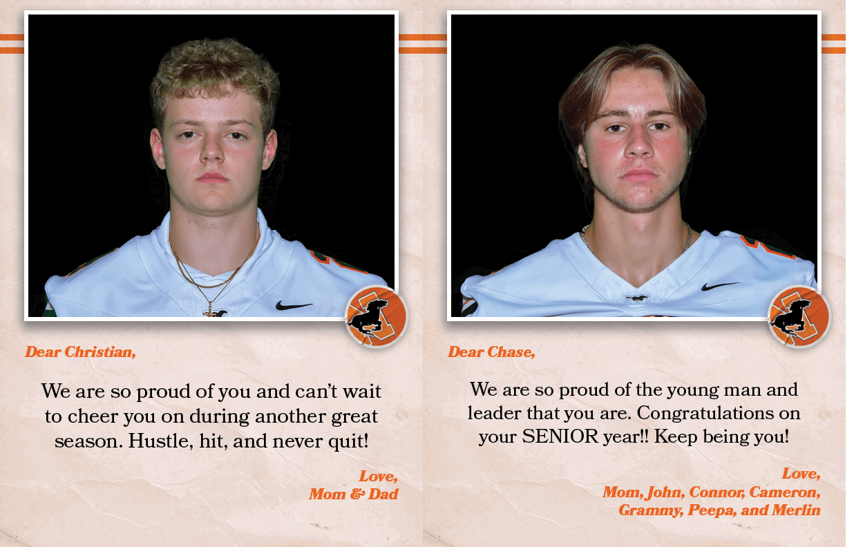 Dear Chase, We are so proud of the young man and leader that you are. Congratulations on your SENIOR year!! Keep bein...