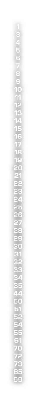 1 3 4 5 6 7 8 9 10 11 12 13 14 15 16 17 18 19 20 21 22 23 24 25 26 27 28 29 30 31 32 33 34 35 44 50 51 52 54 55 61 70...