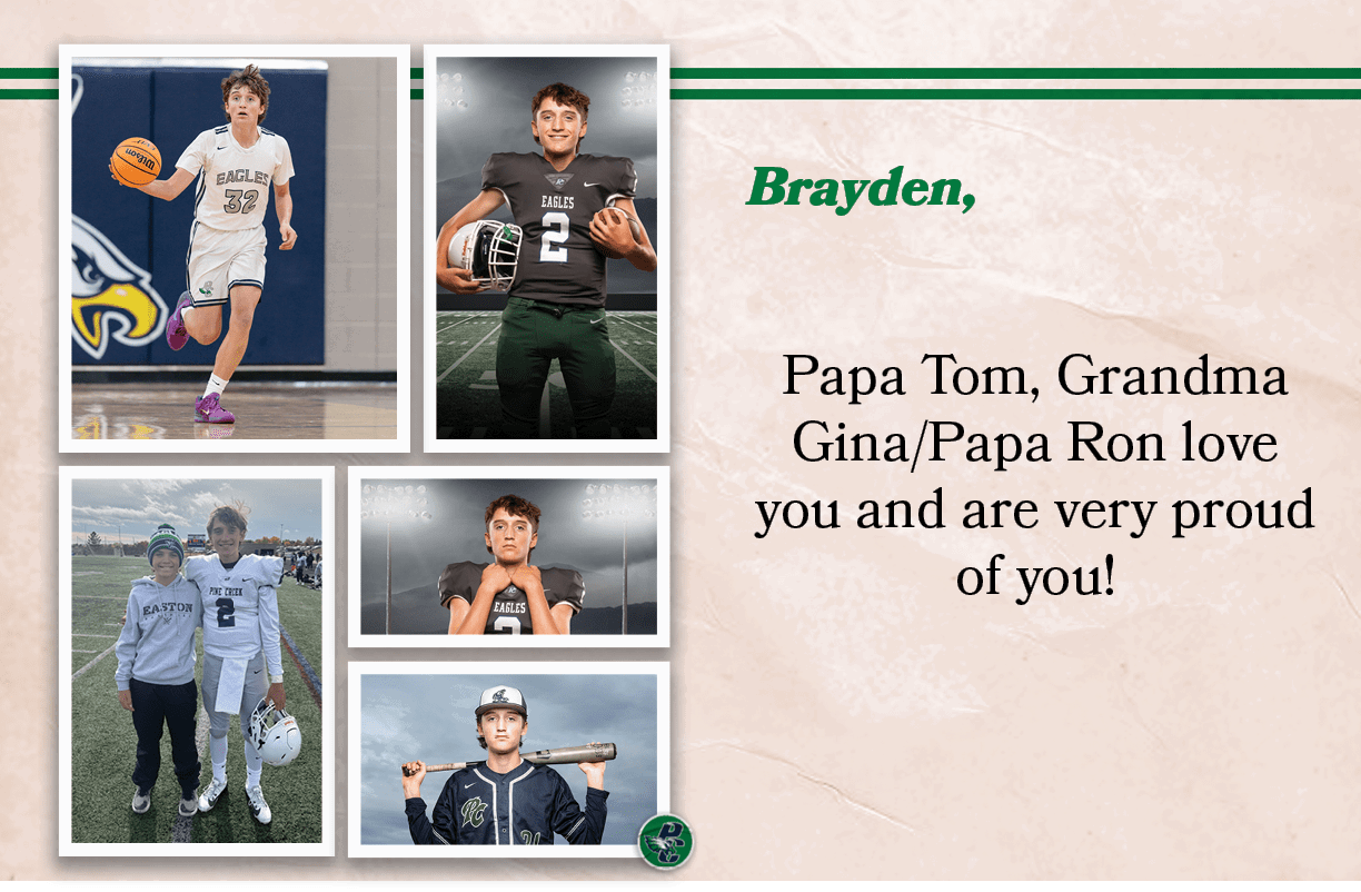 Brayden, , Papa Tom, Grandma Gina/Papa Ron love you and are very proud of you
