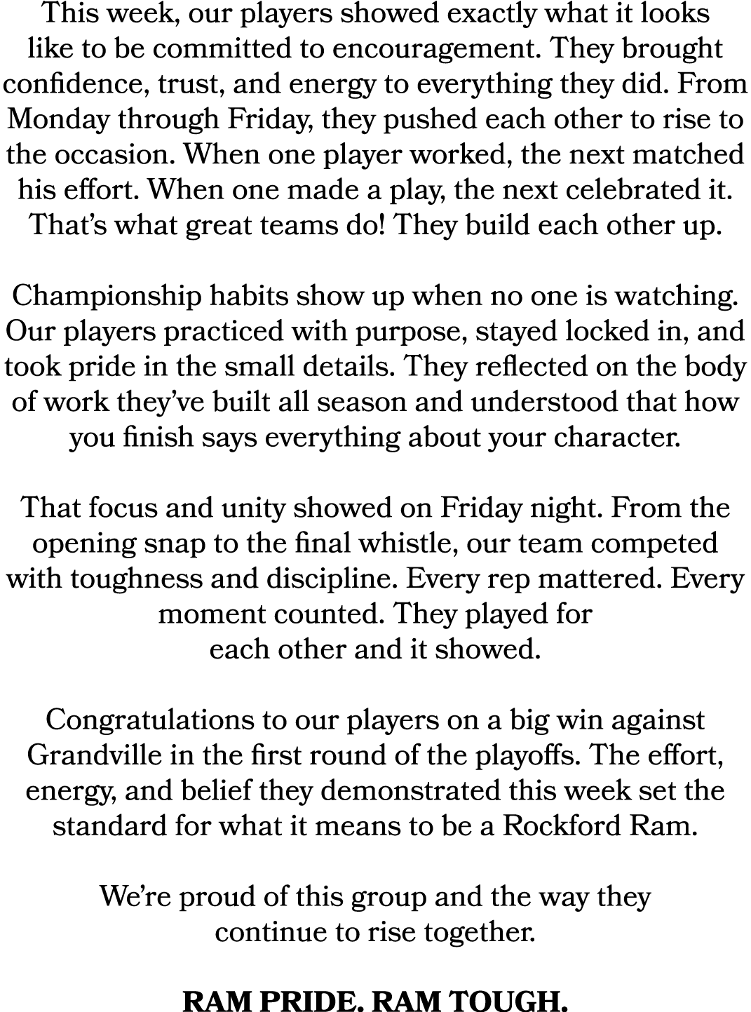This week, our players showed exactly what it looks like to be committed to encouragement. They brought confidence, t...