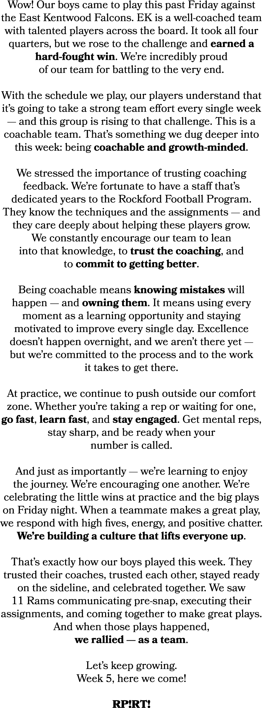Wow! Our boys came to play this past Friday against the East Kentwood Falcons. EK is a well coached team with talente...
