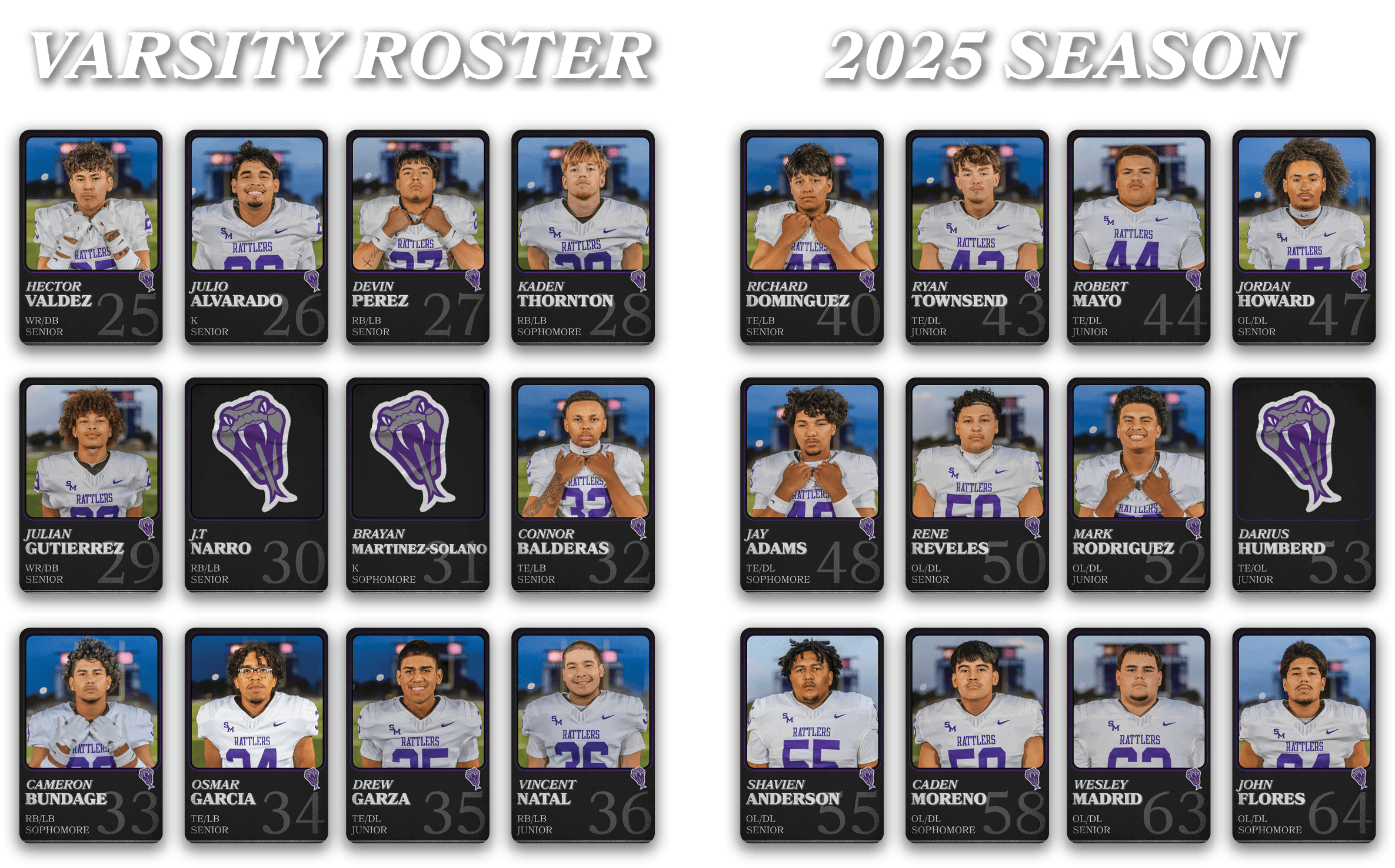 2025 SEASON,VARSITY ROSTE