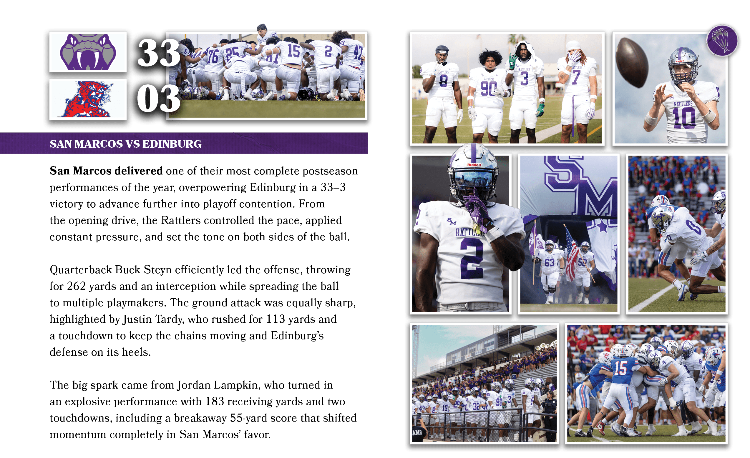 03,33,San Marcos delivered one of their most complete postseason performances of the year, overpowering Edinburg in a...